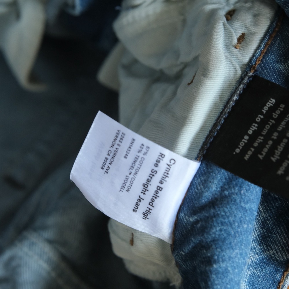 Reformation Cynthia Belted High‎ Rise Straight Jeans Blue Denim 29 Sustainable - Picture 5 of 9